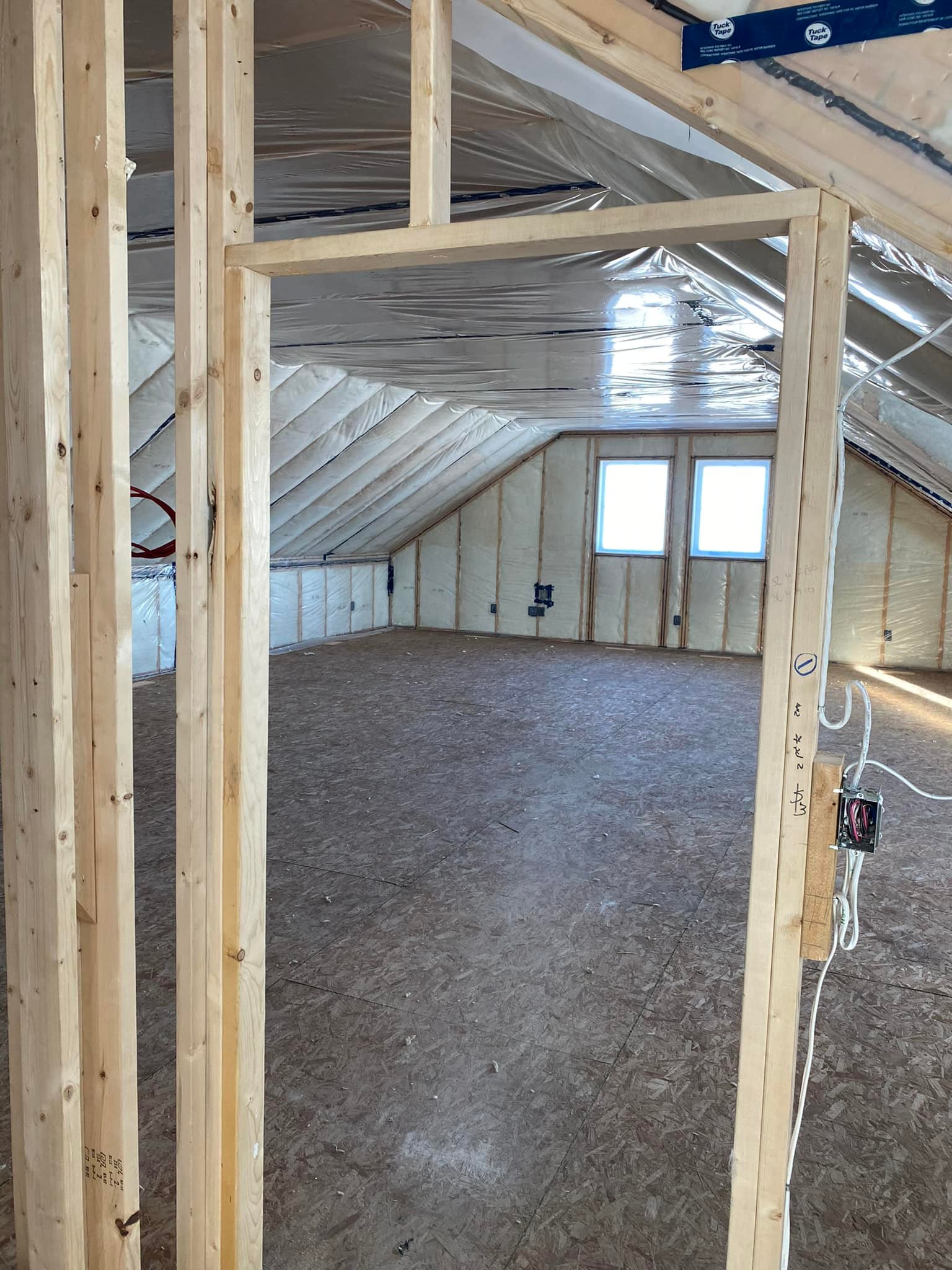 completed insulation full room with angled ceiling project
