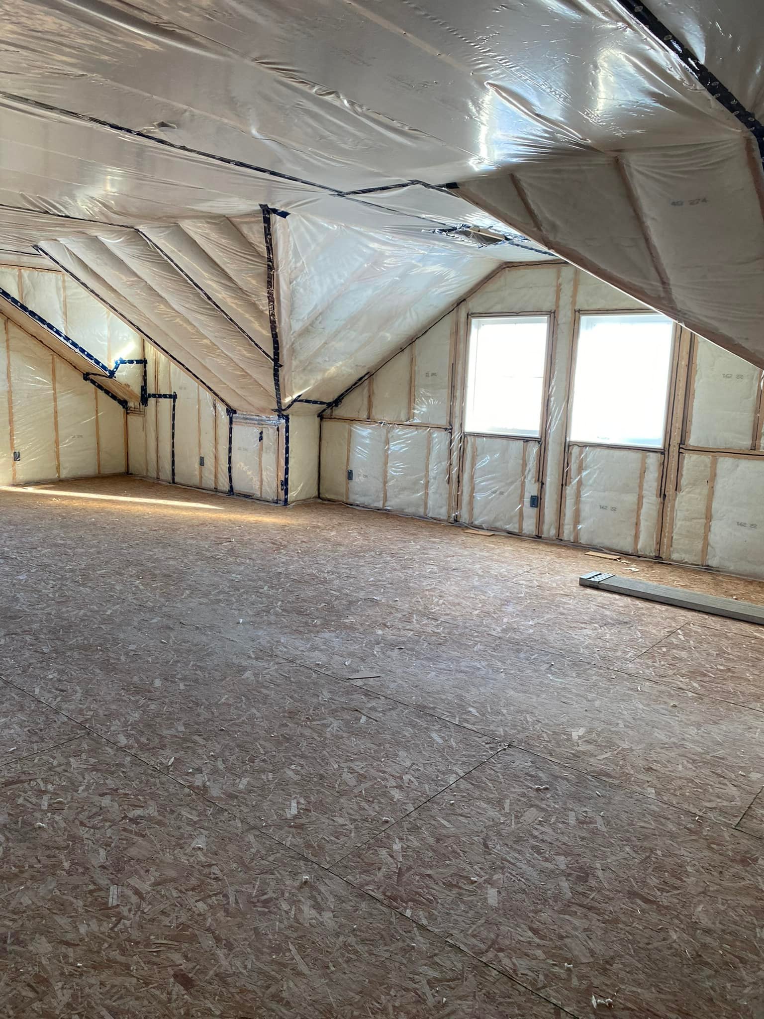 Insulation on angled ceiling with windows